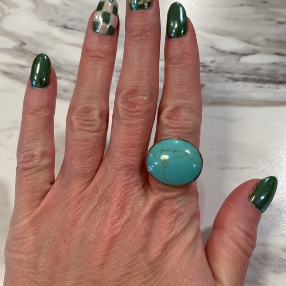 Sterling silver turquoise ring size 8 - Picture 4 of 5